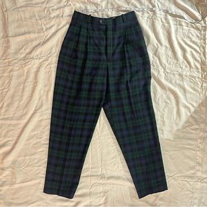 100% wool vintage pleated plaid pants